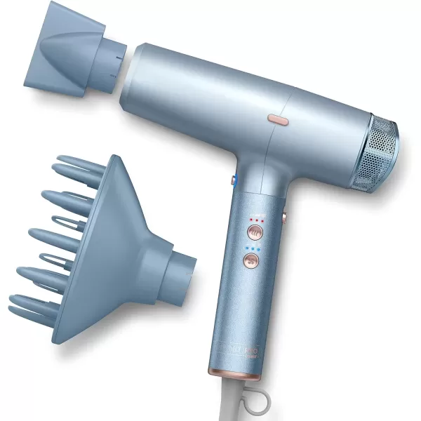 imageINFINITIPRO by CONAIR DigitalAIRE Hair Dryer  FrizzEliminating Hair Dryer with Diffuser  Hair Blow Dryer with Up To 5x More Speed for Higher Air Pressure ampamp Drying Power  BlueLight Blue