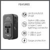 imageConair Universal Travel Adapter European Travel Plug Adapter with Surge Protection AllinOne Worldwide Travel AdapterAllInOne Adapter with USB C  Charging Cable