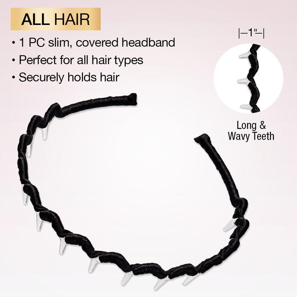 imageScunci by Conair Effortless Beauty Skinny headband plastic Headbands for Women and Men  hair accessories for women  Neutral Colors  4 CountBlack