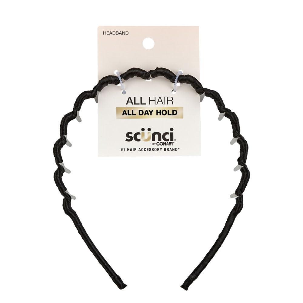 imageScunci by Conair Effortless Beauty Skinny headband plastic Headbands for Women and Men  hair accessories for women  Neutral Colors  4 CountBlack