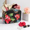imageConair Makeup Bag  Travel Toiletry Bag  Cosmetic Bag  Toiletry Bag for Women  Double Zip Organizer  Pink Palm PrintBlack Floral