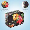 imageConair Makeup Bag  Travel Toiletry Bag  Cosmetic Bag  Toiletry Bag for Women  Double Zip Organizer  Pink Palm PrintBlack Floral