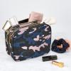 imageConair Makeup Bag  Travel Toiletry Bag  Cosmetic Bag  Toiletry Bag for Women  Double Zip Organizer  Pink Palm PrintBlue  Pink  Black Camo
