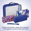 imageConair Makeup Bag  Travel Toiletry Bag  Cosmetic Bag  Toiletry Bag for Women  Double Zip Organizer  Pink Palm PrintBlue Palm