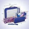 imageConair Makeup Bag  Travel Toiletry Bag  Cosmetic Bag  Toiletry Bag for Women  Double Zip Organizer  Pink Palm PrintBlue Palm