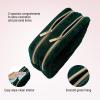 imageConair Makeup Bag  Travel Toiletry Bag  Cosmetic Bag  Toiletry Bag for Women  Double Zip Organizer  Pink Palm PrintEvergreen