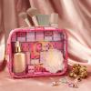 imageConair Makeup Bag  Travel Toiletry Bag  Cosmetic Bag  Toiletry Bag for Women  Double Zip Organizer  Pink Palm PrintGlinda Pink