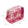 imageConair Makeup Bag  Travel Toiletry Bag  Cosmetic Bag  Toiletry Bag for Women  Double Zip Organizer  Pink Palm PrintGlinda Pink