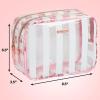 imageConair Makeup Bag  Travel Toiletry Bag  Cosmetic Bag  Toiletry Bag for Women  Double Zip Organizer  Pink Palm PrintPink  White Stripe