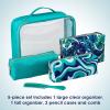 imageConair Makeup Bag  Travel Toiletry Bag  Cosmetic Bag  Toiletry Bag for Women  Double Zip Organizer  Pink Palm PrintTeal Palm