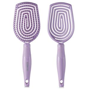 imageConair Detangling Hairbrush  Scalp Care Massager  Flexi Head Standard Hairbrush  For Curly Hair  Coral PinkPaddle