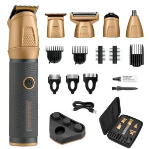imageConair Men AllinOne Trimmer for Men  Nose Hair Beard Mustache Body Hair Trimmer  16 Piece Mens Grooming Kit for Manscaping Showerproof  RechargeableGrey