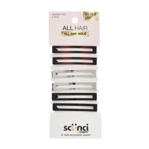 imageScunci by Conair NoSlip Grip Stay Tight Barrettes  hair barrettes for women  hair accessories for women  Assorted Neutral Metallic Colors  6 CountAssorted Neutral Metallic Colors