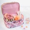imageConair Travel Makeup Bag Large Toiletry and Cosmetic Bag Perfect Size for Use At Home or Travel Train Case Shape in Black with Snake PrintPink Floral