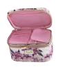 imageConair Travel Makeup Bag Large Toiletry and Cosmetic Bag Perfect Size for Use At Home or Travel Train Case Shape in Black with Snake PrintPink Floral