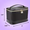 imageConair Travel Makeup Bag Large Toiletry and Cosmetic Bag Perfect Size for Use At Home or Travel Train Case Shape in Blue SuedeLike MaterialBlack