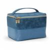 imageConair Travel Makeup Bag Large Toiletry and Cosmetic Bag Perfect Size for Use At Home or Travel Train Case Shape in Blue SuedeLike MaterialBlue Suede