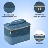 imageConair Travel Makeup Bag Large Toiletry and Cosmetic Bag Perfect Size for Use At Home or Travel Train Case Shape in Blue SuedeLike MaterialBlue Suede