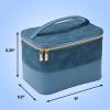 imageConair Travel Makeup Bag Large Toiletry and Cosmetic Bag Perfect Size for Use At Home or Travel Train Case Shape in Blue SuedeLike MaterialBlue Suede
