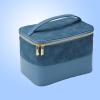 imageConair Travel Makeup Bag Large Toiletry and Cosmetic Bag Perfect Size for Use At Home or Travel Train Case Shape in Blue SuedeLike MaterialBlue Suede