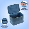 imageConair Travel Makeup Bag Large Toiletry and Cosmetic Bag Perfect Size for Use At Home or Travel Train Case Shape in Blue SuedeLike MaterialBlue Suede