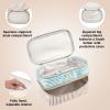 imageConair Travel Makeup Bag Large Toiletry and Cosmetic Bag Perfect Size for Use At Home or Travel Train Case Shape in Blue SuedeLike MaterialBlue and Tan