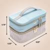 imageConair Travel Makeup Bag Large Toiletry and Cosmetic Bag Perfect Size for Use At Home or Travel Train Case Shape in Blue SuedeLike MaterialBlue and Tan