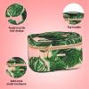 imageConair Travel Makeup Bag Large Toiletry and Cosmetic Bag Perfect Size for Use At Home or Travel Train Case Shape in Blue SuedeLike MaterialPink Palm Print