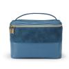 imageConair Travel Makeup Bag Large Toiletry and Cosmetic Bag Perfect Size for Use At Home or Travel Train Case Shape in Blue SuedeLike MaterialBlue Suede