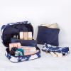 imageConair Travel Makeup Bag Large Toiletry and Cosmetic Bag Perfect Size for Use At Home or Travel Four Piece Train Case Set in Solid Navy and TieDye Print