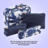 imageConair Travel Makeup Bag Large Toiletry and Cosmetic Bag Perfect Size for Use At Home or Travel Four Piece Train Case Set in Solid Navy and TieDye Print