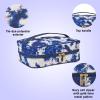 imageConair Travel Makeup Bag Large Toiletry and Cosmetic Bag Perfect Size for Use At Home or Travel Four Piece Train Case Set in Solid Navy and TieDye Print