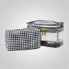 imageConair Travel Makeup Bag Large Toiletry and Cosmetic Bag Perfect Size for Use At Home or Travel Two Piece Train Case Set in Clear PVC and Black Checkers