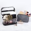 imageConair Travel Makeup Bag Large Toiletry and Cosmetic Bag Perfect Size for Use At Home or Travel Two Piece Train Case Set in Clear PVC and Black Checkers