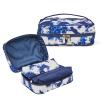 imageConair Travel Makeup Bag Large Toiletry and Cosmetic Bag Perfect Size for Use At Home or Travel Four Piece Train Case Set in Solid Navy and TieDye Print