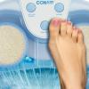 imageConair Waterfall Pedicure Foot Spa Bath with Blue LED Lights Massaging Bubbles and Massage Rollers BlueWhiteBlue
