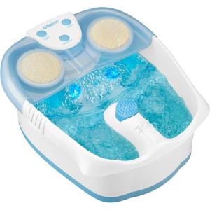 imageConair Waterfall Pedicure Foot Spa Bath with Blue LED Lights Massaging Bubbles and Massage Rollers BlueWhiteBlue