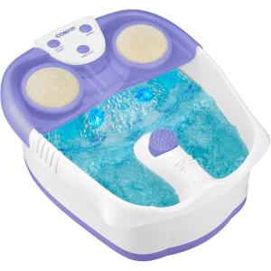 imageConair Waterfall Pedicure Foot Spa Bath with Blue LED Lights Massaging Bubbles and Massage Rollers BlueWhitePurple