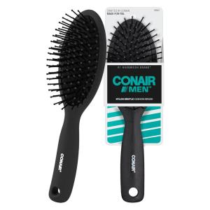 imageConair Men Hair Brush  Mens Hairbrush for Everyday Brushing Nylon Bristles Cushion Brush  Brush for All Hair Types  Slate GrayBlack
