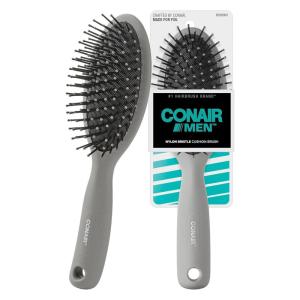 imageConair Men Hair Brush  Mens Hairbrush for Everyday Brushing Nylon Bristles Cushion Brush  Brush for All Hair Types  Slate GraySlate Grey