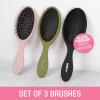 imageConair Detangling Hair Brush 3PK  For wet and dry hair  curly hair brush  hair brushes for women  detangler brush  hair brushes for women  Evergreen Blush Pink Black AssortedEvergreen Blush Pink Black
