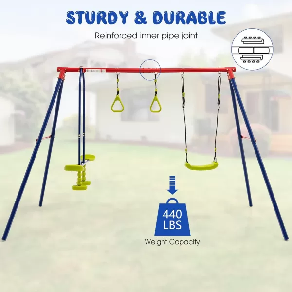 INFANS 2 Seat Swing Stand, 550 lbs Heavy Duty Metal Swing Frame, Extra Large A-Frame Swing Stand for Kids and Adult Indoor Outdoor Activity Backyard Playground