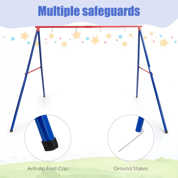 INFANS 2 Seat Swing Stand, 550 lbs Heavy Duty Metal Swing Frame, Extra Large A-Frame Swing Stand for Kids and Adult Indoor Outdoor Activity Backyard Playground
