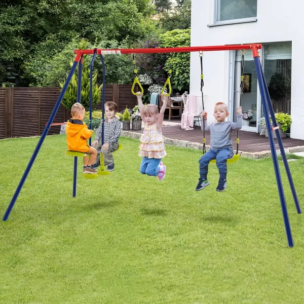 INFANS 2 Seat Swing Stand, 550 lbs Heavy Duty Metal Swing Frame, Extra Large A-Frame Swing Stand for Kids and Adult Indoor Outdoor Activity Backyard Playground