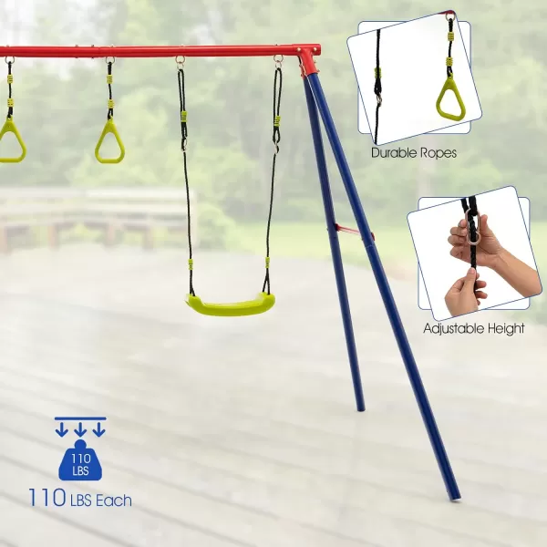 INFANS 2 Seat Swing Stand, 550 lbs Heavy Duty Metal Swing Frame, Extra Large A-Frame Swing Stand for Kids and Adult Indoor Outdoor Activity Backyard Playground