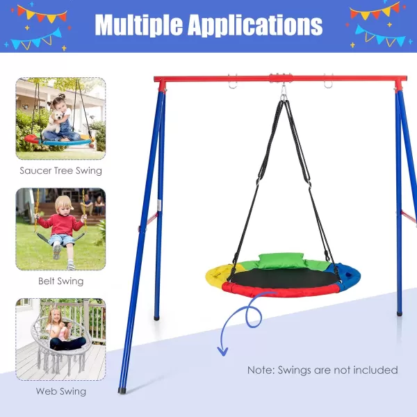 INFANS 2 Seat Swing Stand, 550 lbs Heavy Duty Metal Swing Frame, Extra Large A-Frame Swing Stand for Kids and Adult Indoor Outdoor Activity Backyard Playground