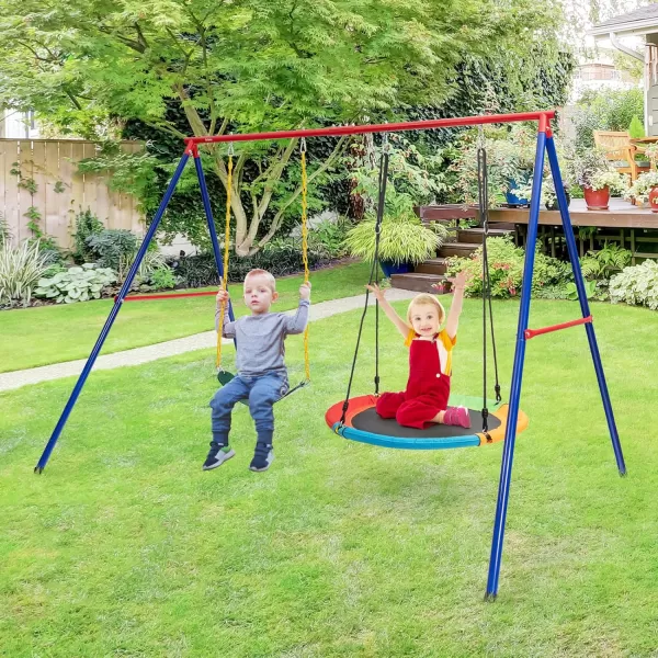 INFANS 2 Seat Swing Stand, 550 lbs Heavy Duty Metal Swing Frame, Extra Large A-Frame Swing Stand for Kids and Adult Indoor Outdoor Activity Backyard Playground
