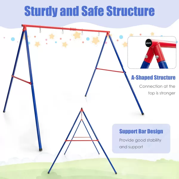 INFANS 2 Seat Swing Stand, 550 lbs Heavy Duty Metal Swing Frame, Extra Large A-Frame Swing Stand for Kids and Adult Indoor Outdoor Activity Backyard Playground
