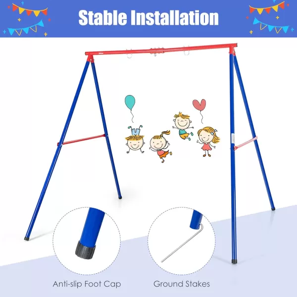 INFANS 2 Seat Swing Stand, 550 lbs Heavy Duty Metal Swing Frame, Extra Large A-Frame Swing Stand for Kids and Adult Indoor Outdoor Activity Backyard Playground