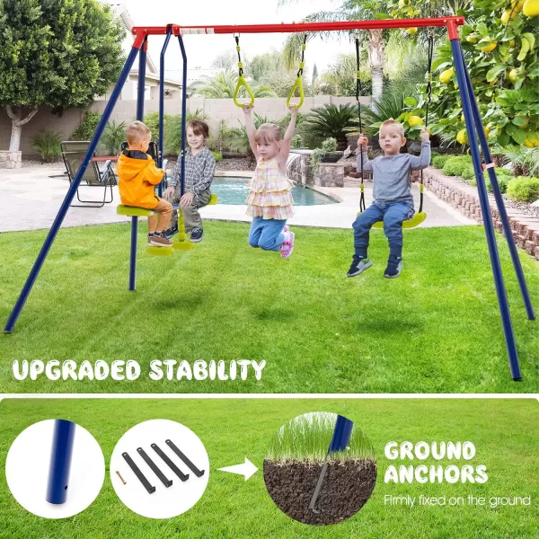 INFANS 2 Seat Swing Stand, 550 lbs Heavy Duty Metal Swing Frame, Extra Large A-Frame Swing Stand for Kids and Adult Indoor Outdoor Activity Backyard Playground